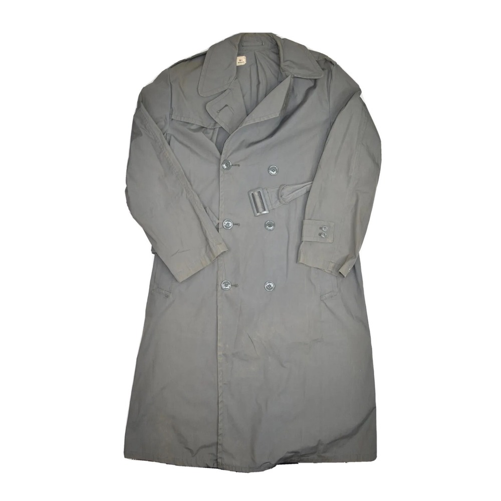 Vintage US Army Jacket Mens 38L Poplin Quarpel Raincoat Overcoat Trench Unlined